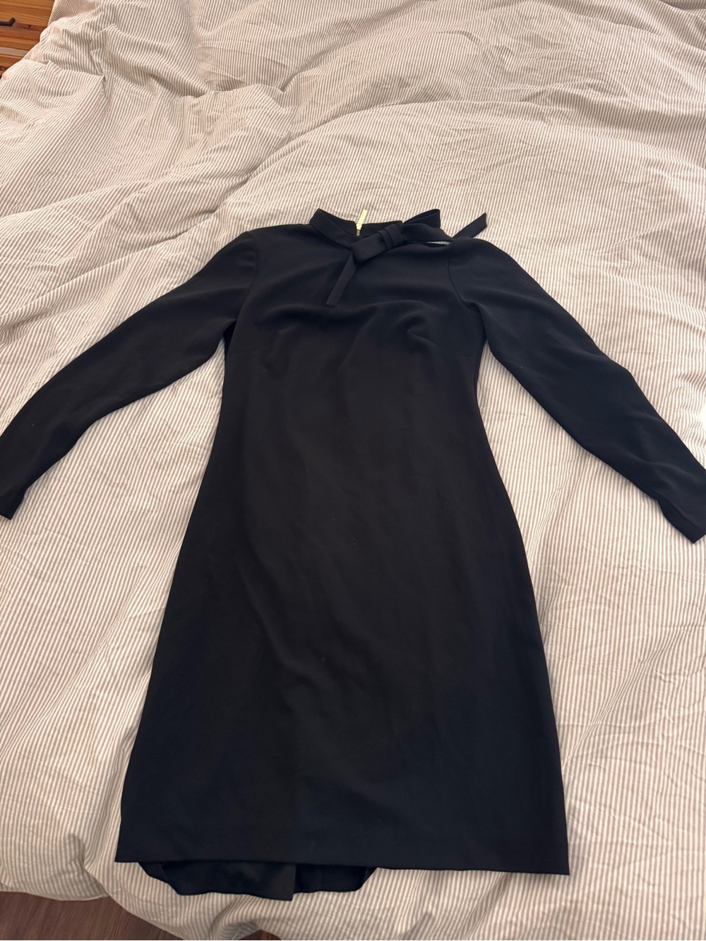 Calvin Klein Black Long-Sleeve Bow-Neck Dress